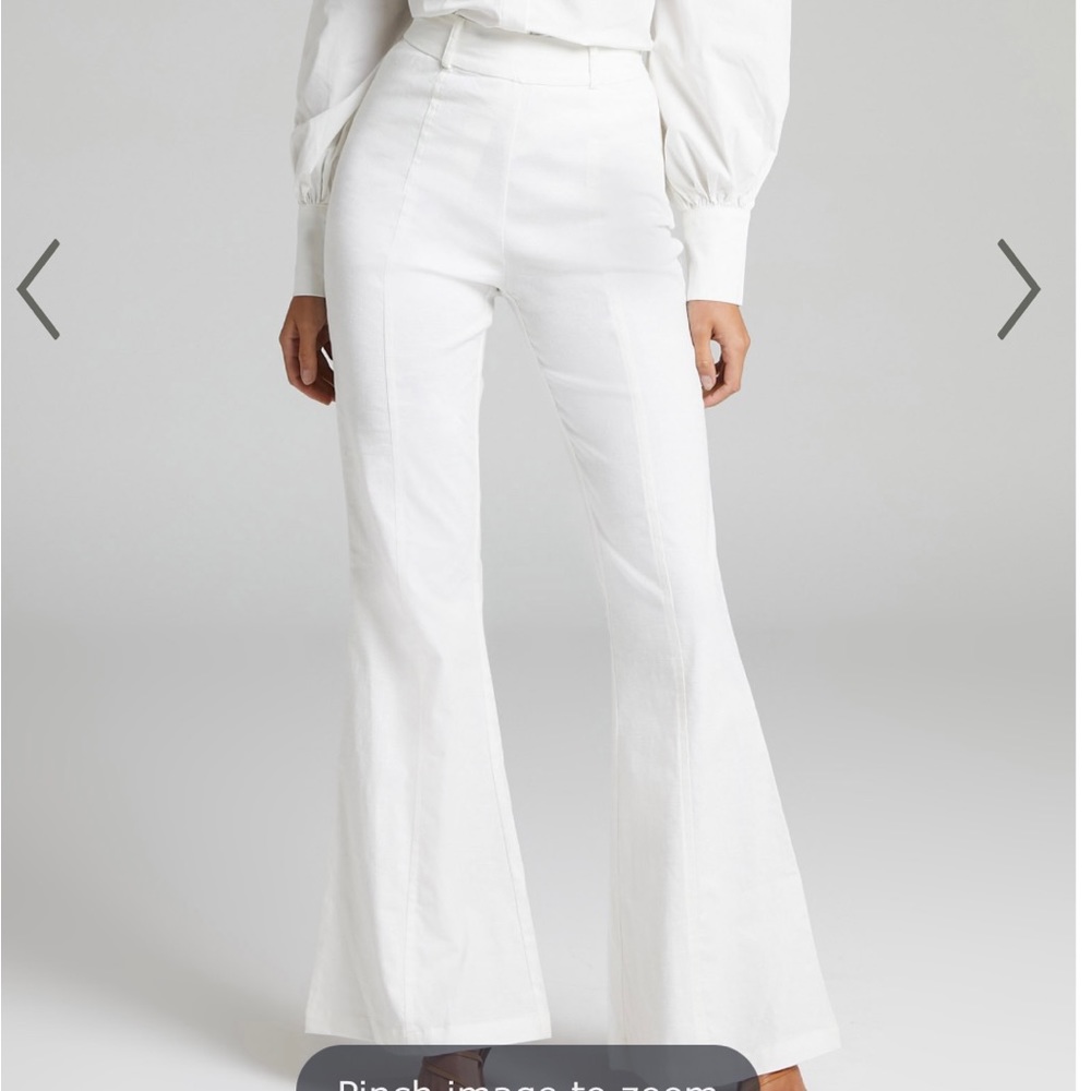 NWT SHOWPO CHIELO PANTS - HIGH RISE FIT AND FLARE PANTS IN WHITE